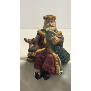 VINTAGE Windsor Collection Santa Claus Stocking Hanger Figurine Reindeer Bells